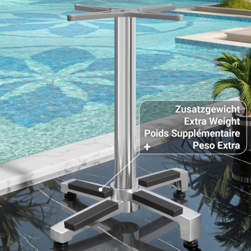 BENICIO | Base tavoli alti | Alu | 4 piedi: Ø 69 cm | Colonna 6 x 109 cm | Peso aggiuntivo