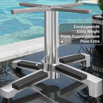 BENICIO | Lounge Height Table Base | 4 Foot | Foot: Ø 69 cm | Column: 6 x 40 cm | Alu