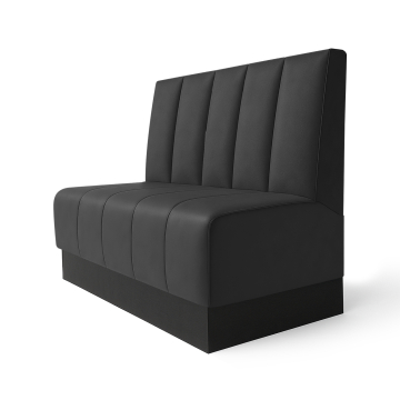 Fischer S | Gastrobank | B:H 120 x 100 cm | Svart | Dyp Stripete | Lær