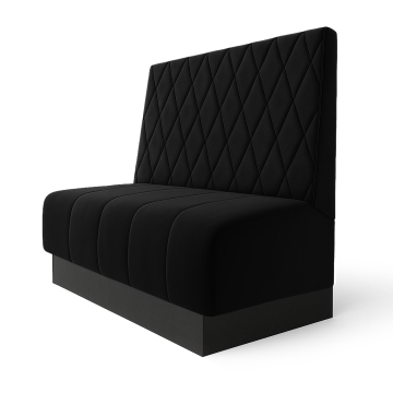 Fischer S | Restaurantbenk | B:H 120 x 120 cm | Svart | Diamantmønster | Fløyel