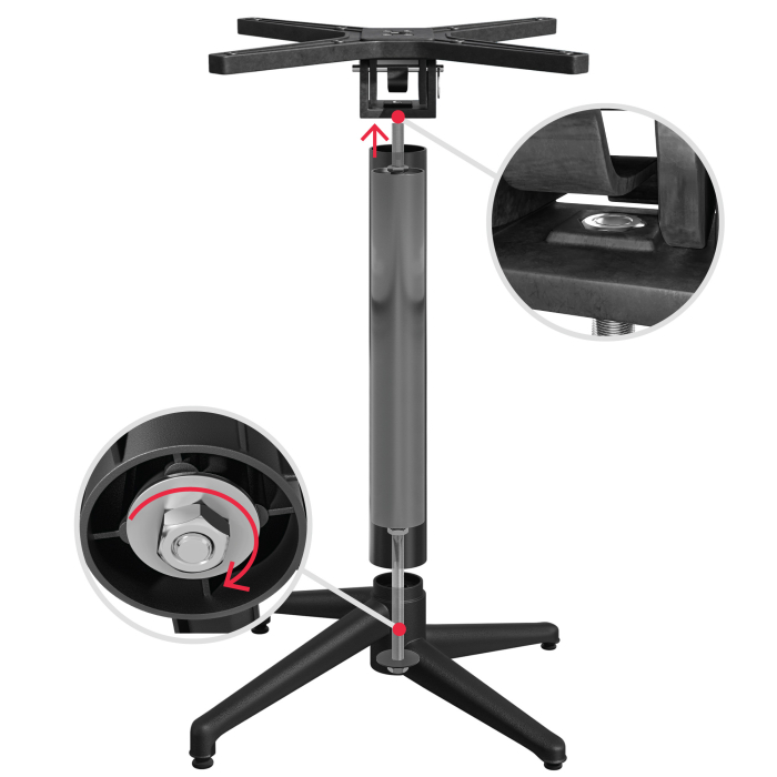 WAP | Bistro Außen Stehtisch | B:T:H 70 x 70 x 109 cm | Schwarz Marmor / Schwarz | Quadratisch | Klappbar