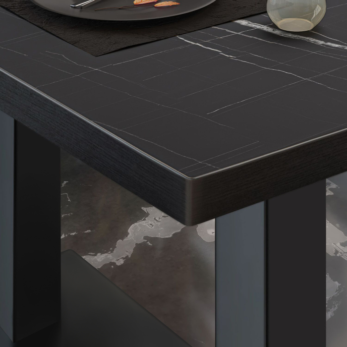 BM | Tavolo da salotto Bistro | L:P:H 120 x 70 x 41 cm | Marmo nero / Nero