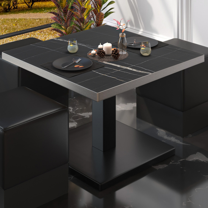 BM | Tavolo da salotto Bistro | L:P:H 70 x 70 x 41 cm | Marmo nero / Nero
