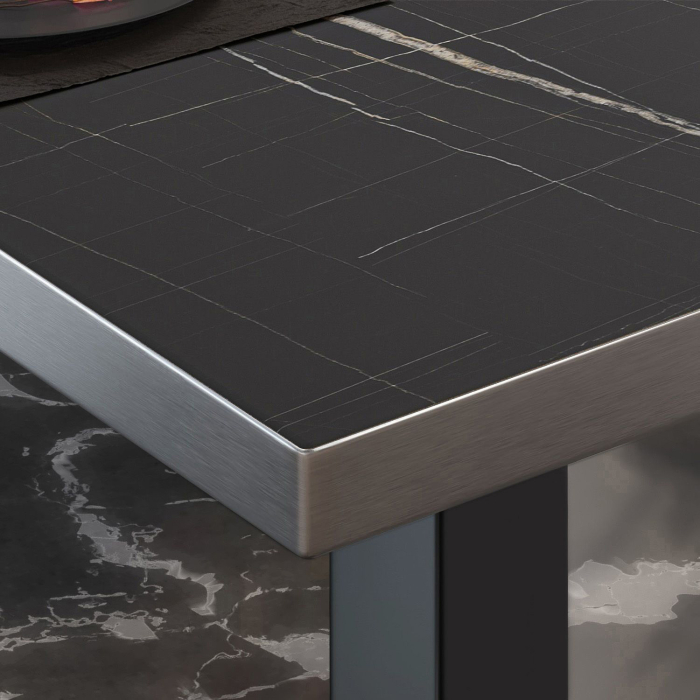 BM | Tavolo da salotto Bistro | L:P:H 70 x 70 x 41 cm | Marmo nero / Nero