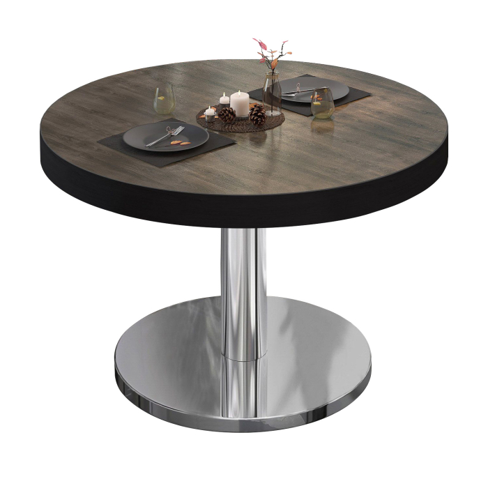 BN | Bistro-loungebord | Ø:H 70 x 36 cm | Lys wengé / rustfrit stål