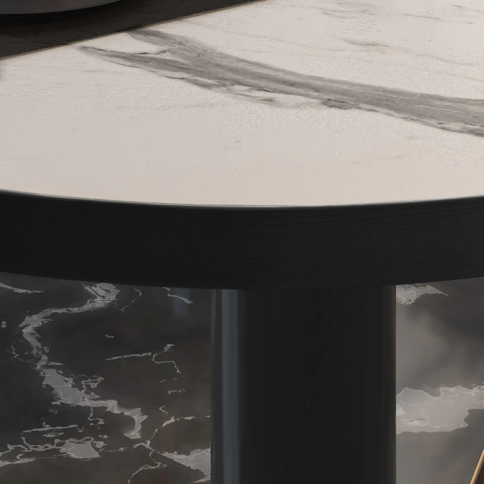 BML | Tavolo lounge Bistro | Ø:H 70 x 38,5 cm | Marmo bianco / Nero