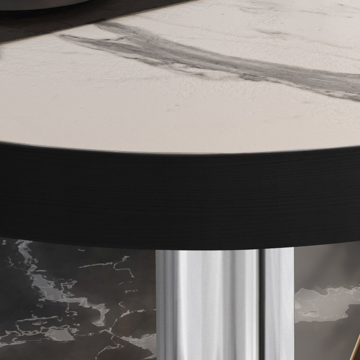 BML | Tavolo lounge Bistro | Ø:H 70 x 41 cm | Marmo bianco / acciaio inox