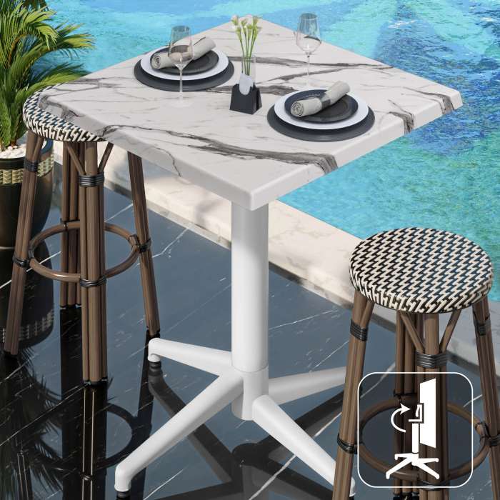 WAP | 31259 | W:D:H 60 x 60 x 109 cm | White marble
 / White | Quadratisch | Klappbar