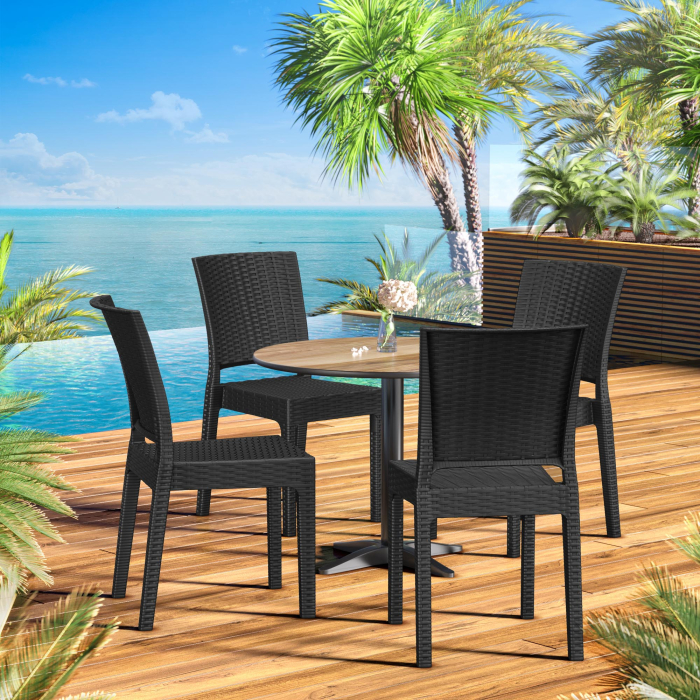 OLIVIA | Sedia bistrot in rattan | Nero | Plastica OLIVIA | Sedia bistrot in rattan | Nero | Plastica