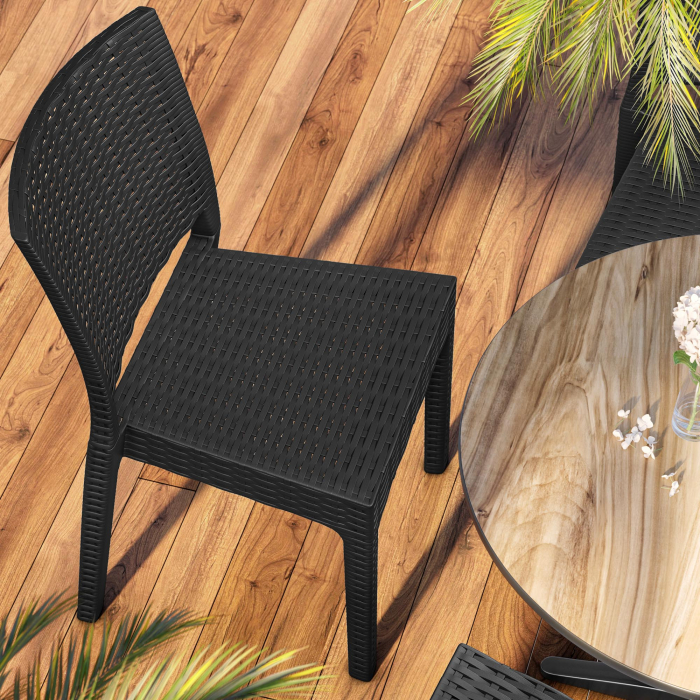 OLIVIA | Sedia bistrot in rattan | Nero | Plastica OLIVIA | Sedia bistrot in rattan | Nero | Plastica