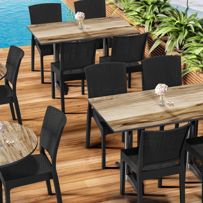 OLIVIA | Sedia bistrot in rattan | Nero | Plastica OLIVIA | Sedia bistrot in rattan | Nero | Plastica