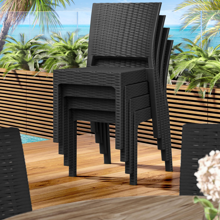 OLIVIA | Sedia bistrot in rattan | Nero | Plastica OLIVIA | Sedia bistrot in rattan | Nero | Plastica