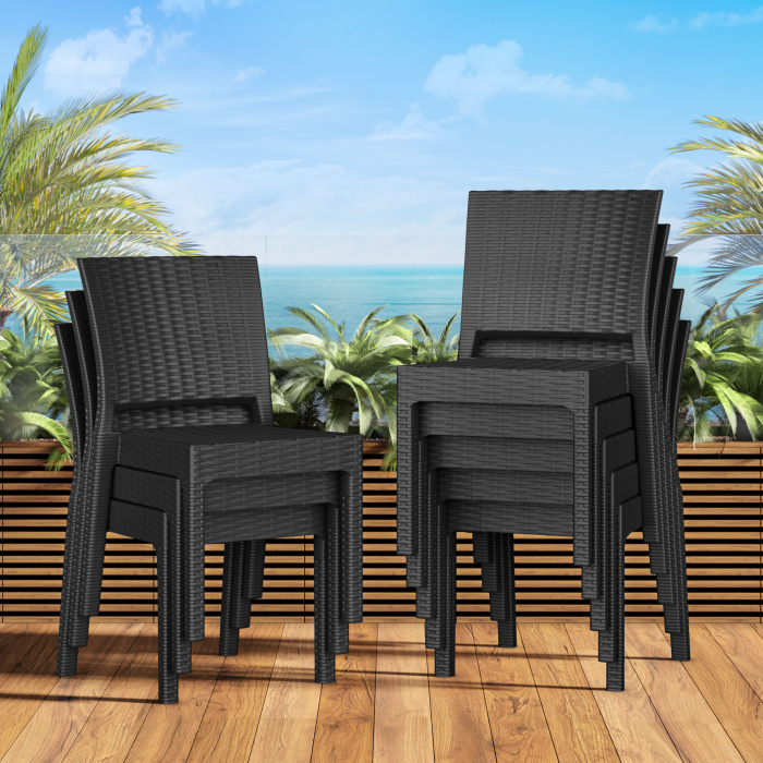 OLIVIA | Sedia bistrot in rattan | Nero | Plastica OLIVIA | Sedia bistrot in rattan | Nero | Plastica