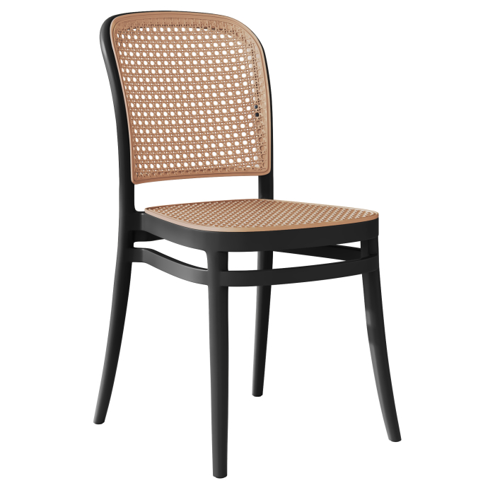 BELLA | Caféstol i rattan | Sort | Stabelbar