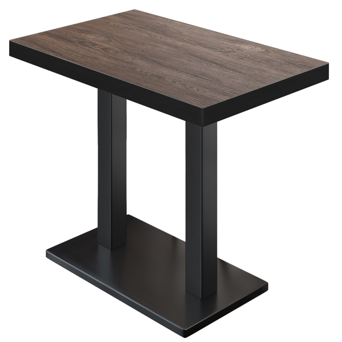 BM | Mesa de bistró | 110 x 60 x 110 cm | Rectangular | Borde negro | Wengué claro / Negro