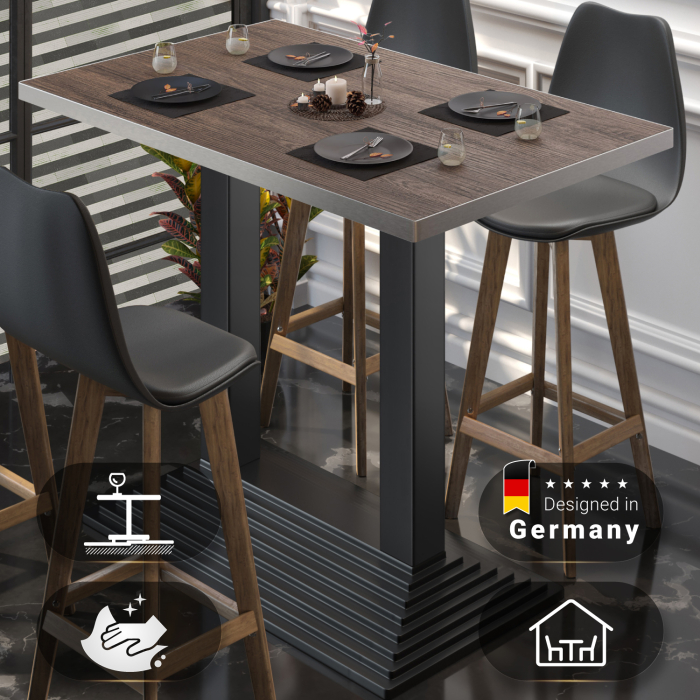 BPY | Bistråbord | 110 x 60 x 112 cm | Rustfritt stålkant | Rektangulær | Lys Wenge / Svart