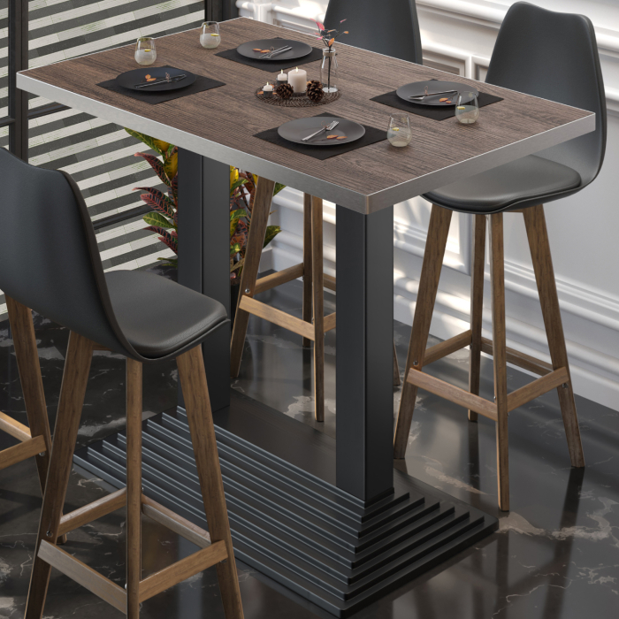 BPY | Bistråbord | 110 x 60 x 112 cm | Rustfritt stålkant | Rektangulær | Lys Wenge / Svart
