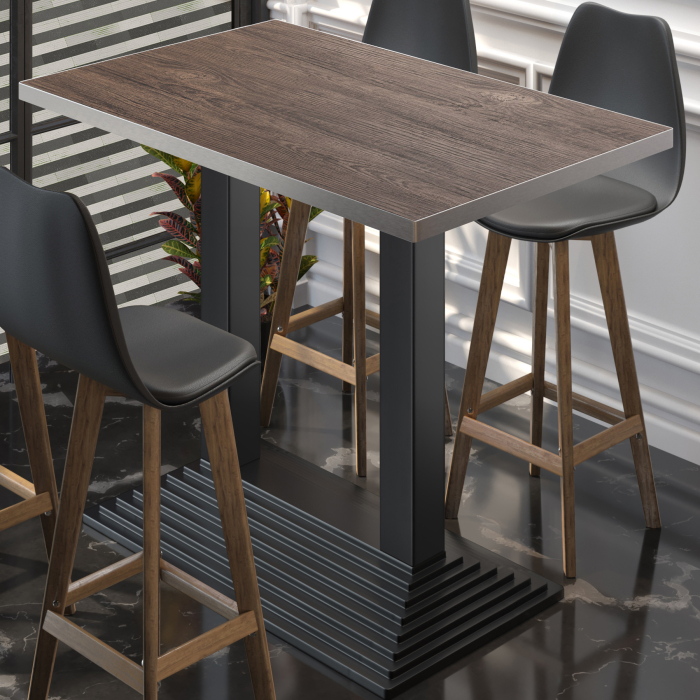 BPY | Bistråbord | 110 x 60 x 112 cm | Rustfritt stålkant | Rektangulær | Lys Wenge / Svart