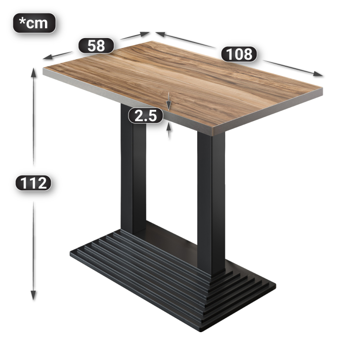BPY | Bistro Högt bord | 110 x 60 x 112 cm | Rostfri kant | Fyrkantig | Sheesham / Svart BPY | Bistro Högt bord | 110 x 60 x 112 cm | Rostfri kant | Fyrkantig | Sheesham / Svart