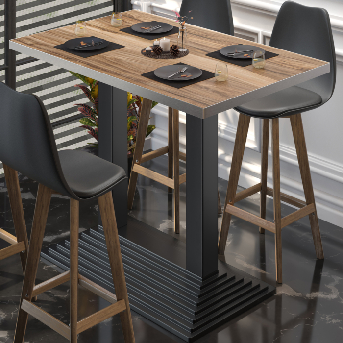 BPY | Bistro Högt bord | 110 x 60 x 112 cm | Rostfri kant | Fyrkantig | Sheesham / Svart BPY | Bistro Högt bord | 110 x 60 x 112 cm | Rostfri kant | Fyrkantig | Sheesham / Svart