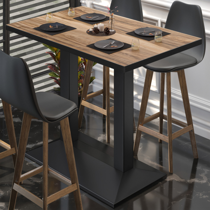 BPA | Stół bistro | 110 x 60 x 112 cm | Czarny brzeg | Prostokątny | Sheesham / Czarny BPA | Stół bistro | 110 x 60 x 112 cm | Czarny brzeg | Prostokątny | Sheesham / Czarny