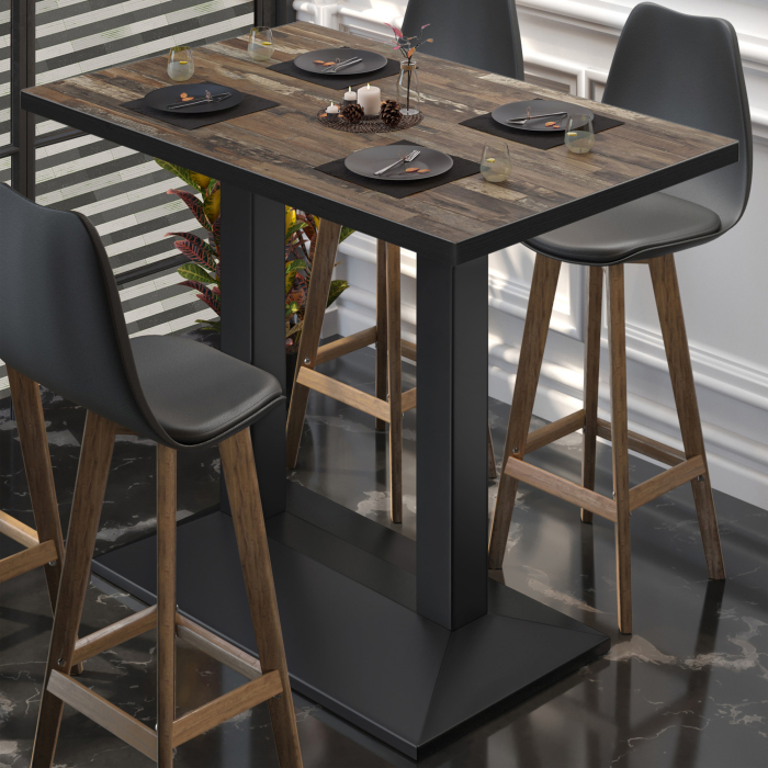 BPA | Bistro Stehtbord | 110 x 60 x 112 cm | Svart kant | Rektangulær | Vintage Old / Svart