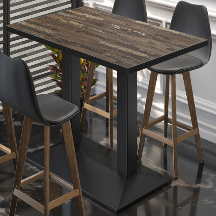 BPA | Bistro Stehtbord | 110 x 60 x 112 cm | Svart kant | Rektangulær | Vintage Old / Svart