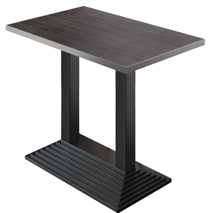 BPY | Mesa alta de bistró | 110 x 60 x 112 cm | Borde de acero inoxidable | Rectangular | Wengué / Negro BPY | Mesa alta de bistró | 110 x 60 x 112 cm | Borde de acero inoxidable | Rectangular | Wengué / Negro