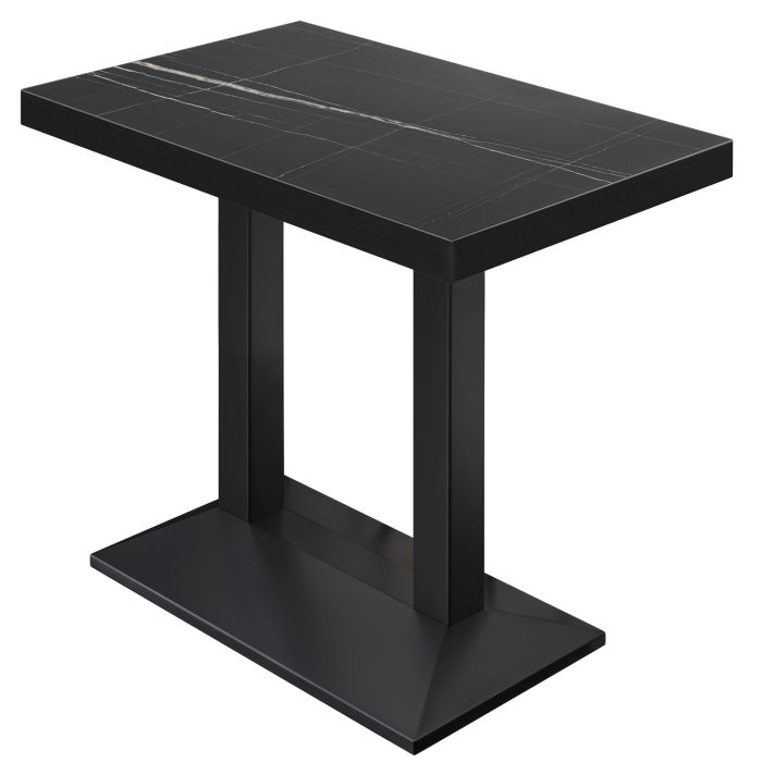 BPA | Bistro Table | 110 x 60 x 114 cm | Black Edge | Rectangular | Black Marble / Black