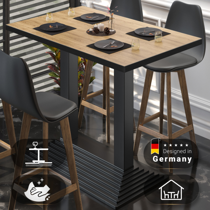 BPY | Mesa alta de bistró | 120 x 70 x 112 cm | Borde negro | Rectangular | Roble / Negro BPY | Mesa alta de bistró | 120 x 70 x 112 cm | Borde negro | Rectangular | Roble / Negro