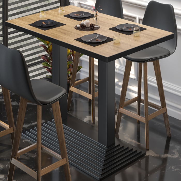 BPY | Mesa alta de bistró | 120 x 70 x 112 cm | Borde negro | Rectangular | Roble / Negro BPY | Mesa alta de bistró | 120 x 70 x 112 cm | Borde negro | Rectangular | Roble / Negro