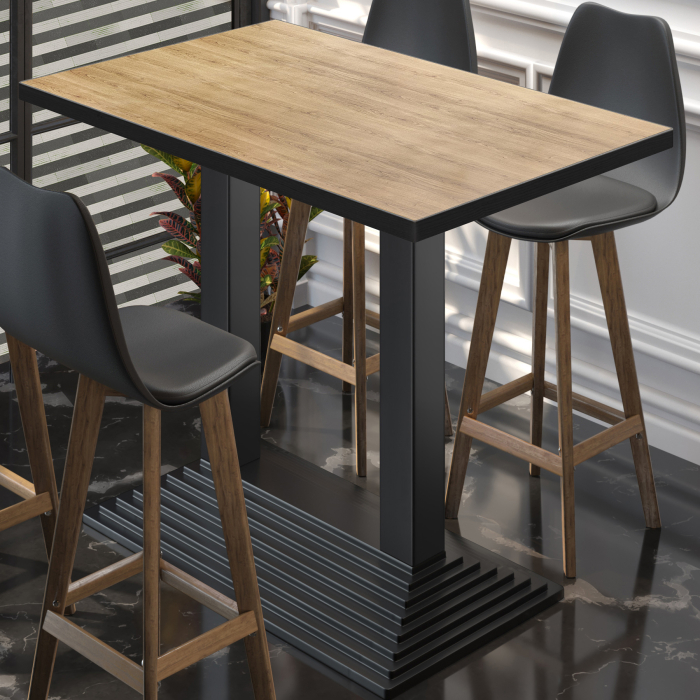 BPY | Mesa alta de bistró | 120 x 70 x 112 cm | Borde negro | Rectangular | Roble / Negro BPY | Mesa alta de bistró | 120 x 70 x 112 cm | Borde negro | Rectangular | Roble / Negro
