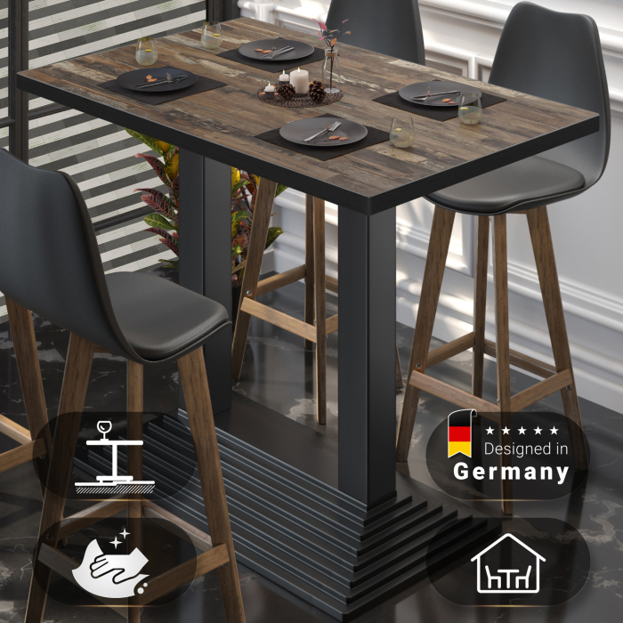 BPY | Bistro Stektisch | 120 x 70 x 112 cm | Svart kant | Rektangulär | Vintage Old / Svart