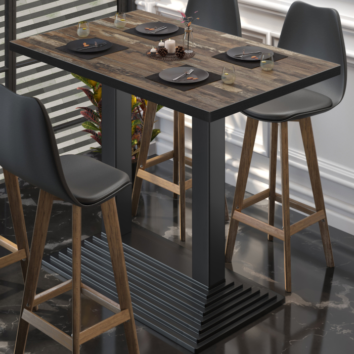 BPY | Bistro Stektisch | 120 x 70 x 112 cm | Svart kant | Rektangulär | Vintage Old / Svart