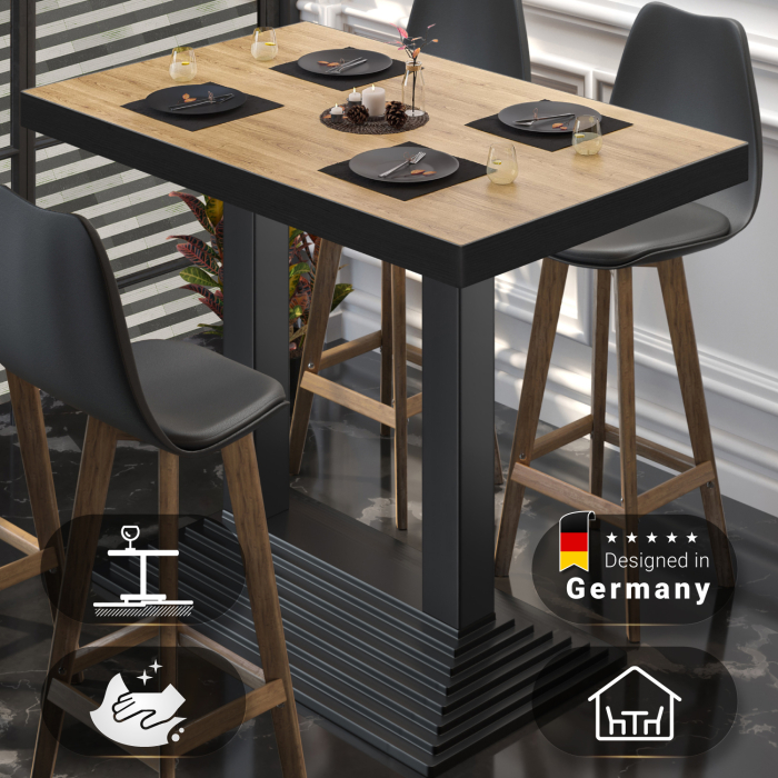 BPY | Bistro Stehbord | 120 x 70 x 114 cm | Svart kant | Rektangulær | Eik / Svart