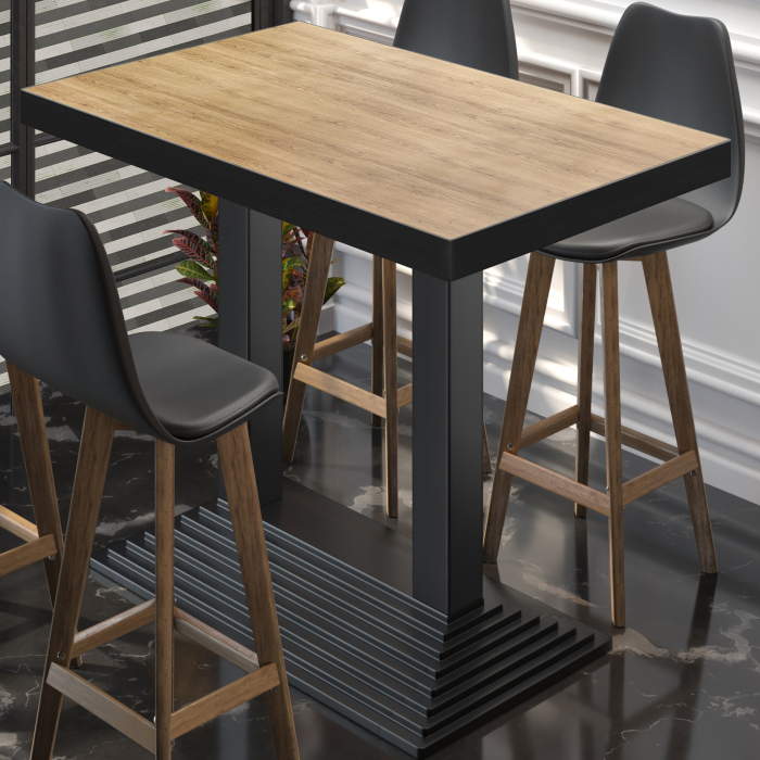 BPY | Bistro Stehbord | 120 x 70 x 114 cm | Svart kant | Rektangulær | Eik / Svart
