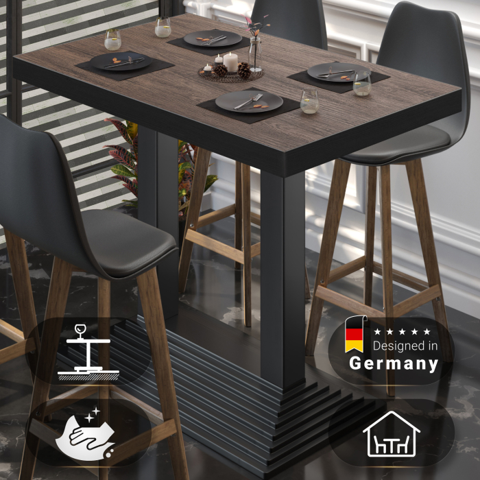 BPY | Bistro Stehbord | 120 x 70 x 114 cm | Svart kant | Rekktangulær | Lys Wenge / Svart BPY | Bistro Stehbord | 120 x 70 x 114 cm | Svart kant | Rekktangulær | Lys Wenge / Svart