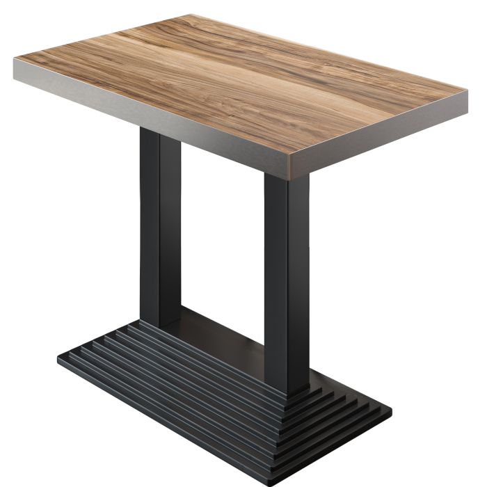 BPY | Tavolo da bistrò | 120 x 70 x 114 cm | Bordo in acciaio inossidabile | Rettangolare | Sheesham / Nero