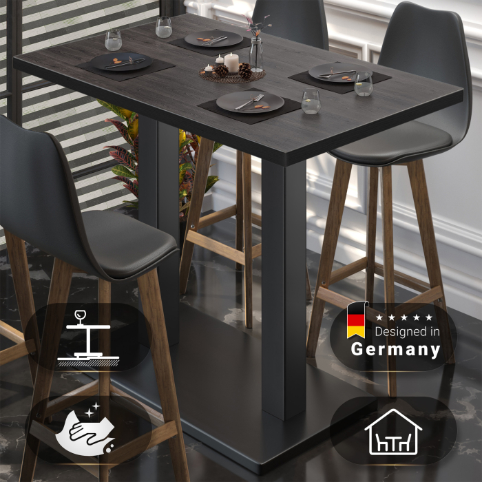 BM | Bistro Stehbord | 130 x 80 x 108 cm | Rektangulær | Svart kant | Wenge / Svart BM | Bistro Stehbord | 130 x 80 x 108 cm | Rektangulær | Svart kant | Wenge / Svart