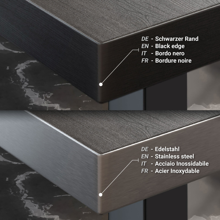 BM | Bistro Stehbord | 130 x 80 x 108 cm | Rektangulær | Svart kant | Wenge / Svart BM | Bistro Stehbord | 130 x 80 x 108 cm | Rektangulær | Svart kant | Wenge / Svart