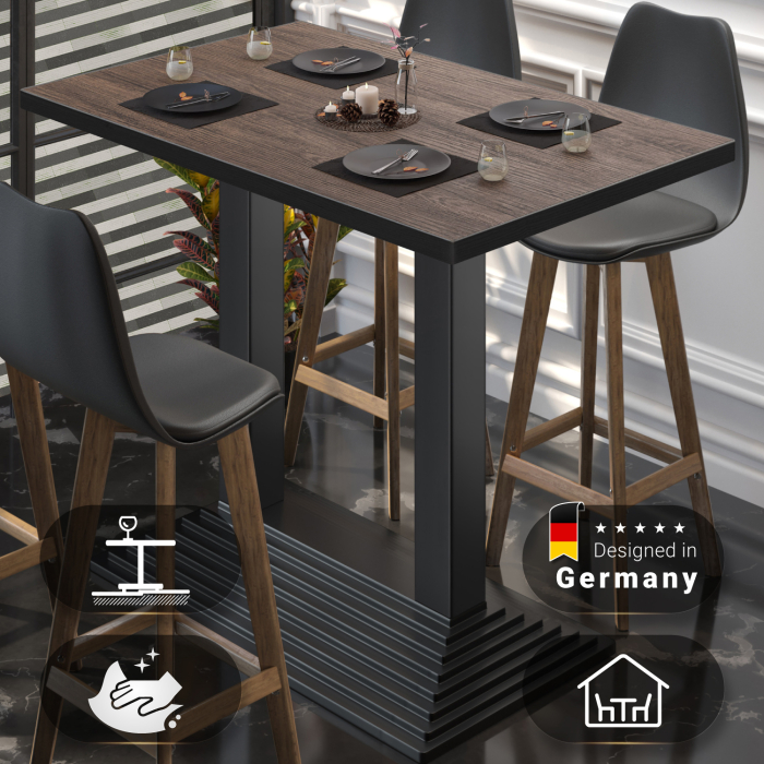 BPY | Bistro Standing Table | 130 x 80 x 112 cm | Black Edge | Rectangular | Light Wenge / Black