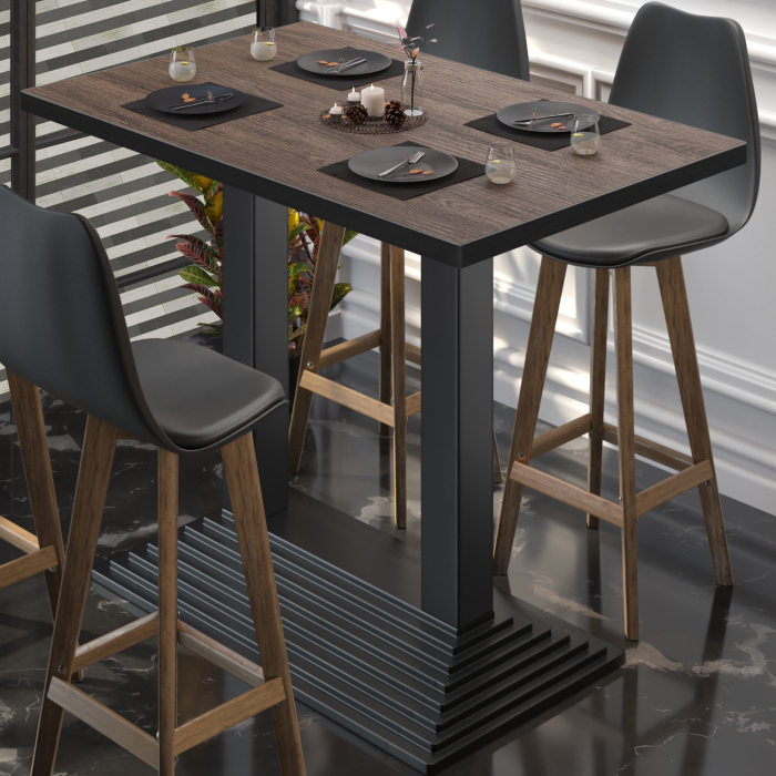 BPY | Bistro Standing Table | 130 x 80 x 112 cm | Black Edge | Rectangular | Light Wenge / Black