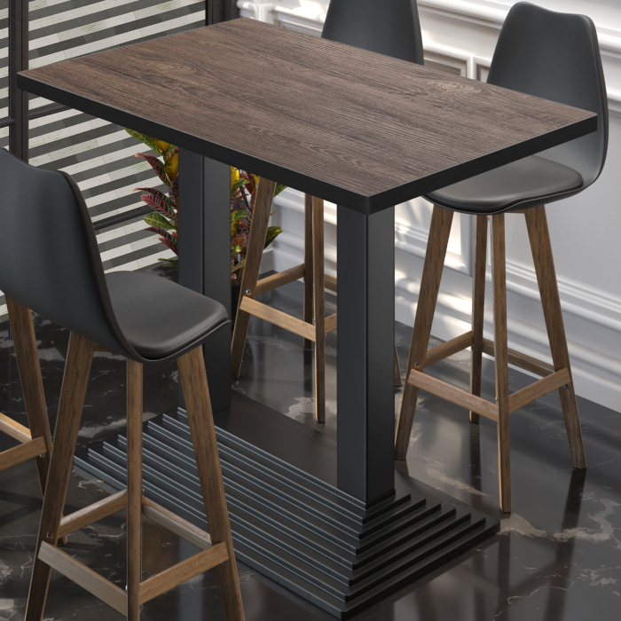 BPY | Bistro Standing Table | 130 x 80 x 112 cm | Black Edge | Rectangular | Light Wenge / Black