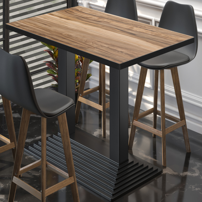 BPY | Bistro Standing Table | 130 x 80 x 112 cm | Black Edge | Rectangular | Sheesham / Black