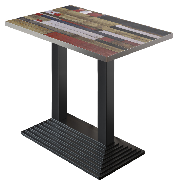 BPY | Bistro Stehtisch | 130 x 80 x 112 cm | Rustfritt stål kant | Firkantet | Vintage Fargerik / Svart