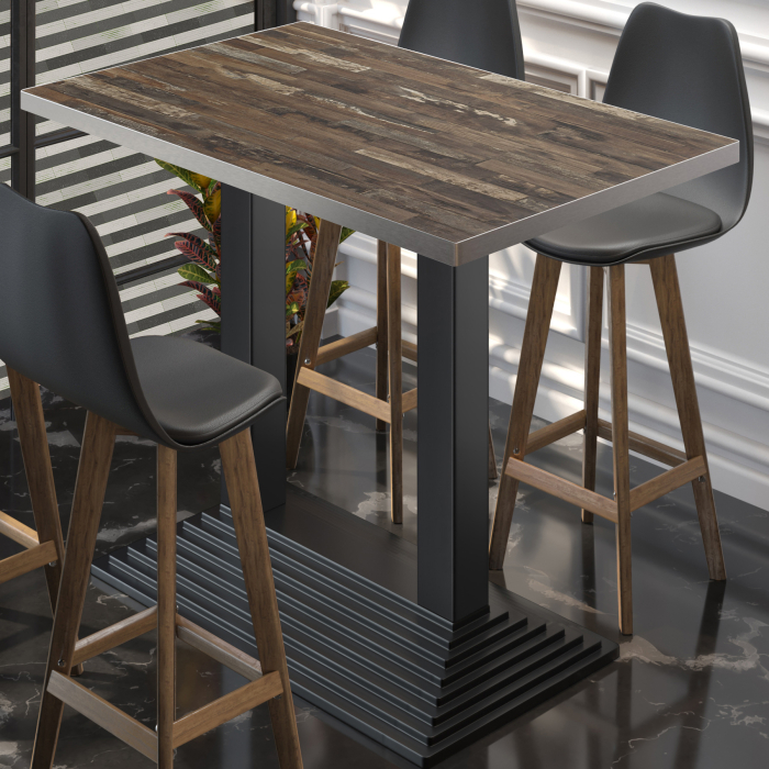 BPY | Bistro Steh bord | 130 x 80 x 112 cm | Rustfritt stål kant | Rektangulær | Vintage gammel / svart