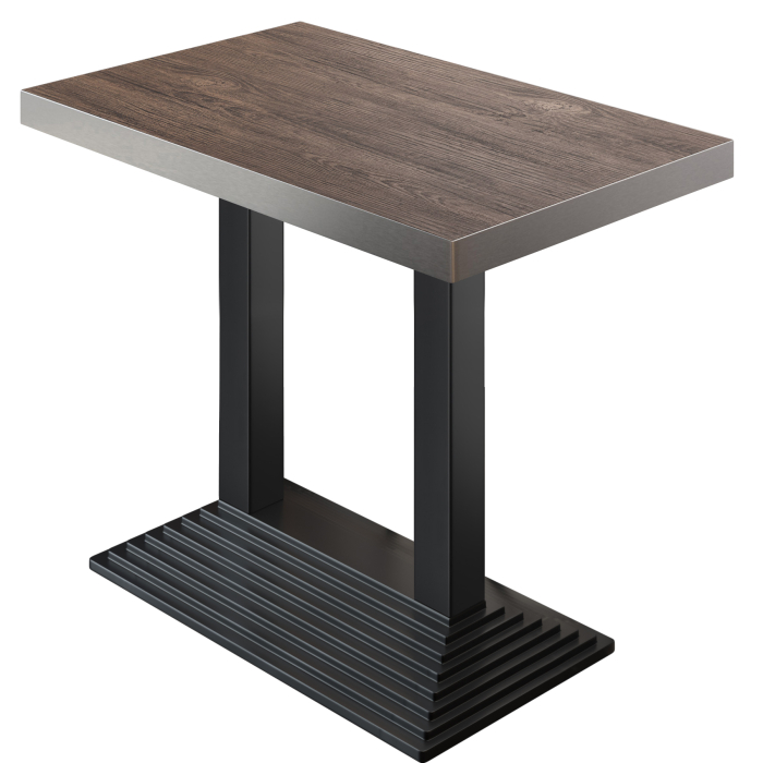 BPY | Tavolo da Bistro | 130 x 80 x 114 cm | Bordo in Acciaio Inossidabile | Rettangolare | Light Wengé / Nero