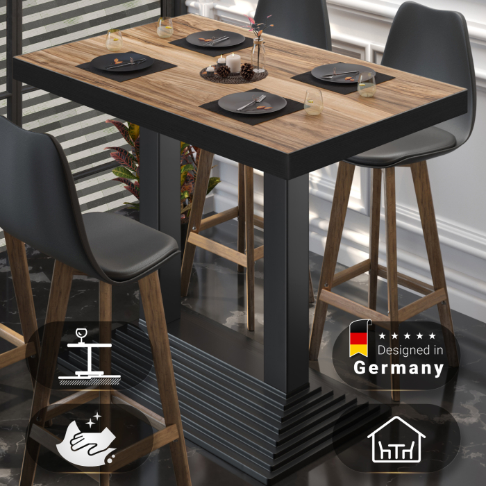 BPY | Bistro Steh Bord | 130 x 80 x 114 cm | Svart kant | Rektangulær | Sheesham / Svart