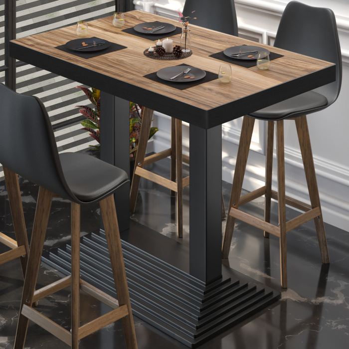 BPY | Bistro Steh Bord | 130 x 80 x 114 cm | Svart kant | Rektangulær | Sheesham / Svart