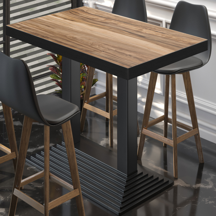 BPY | Bistro Steh Bord | 130 x 80 x 114 cm | Svart kant | Rektangulær | Sheesham / Svart